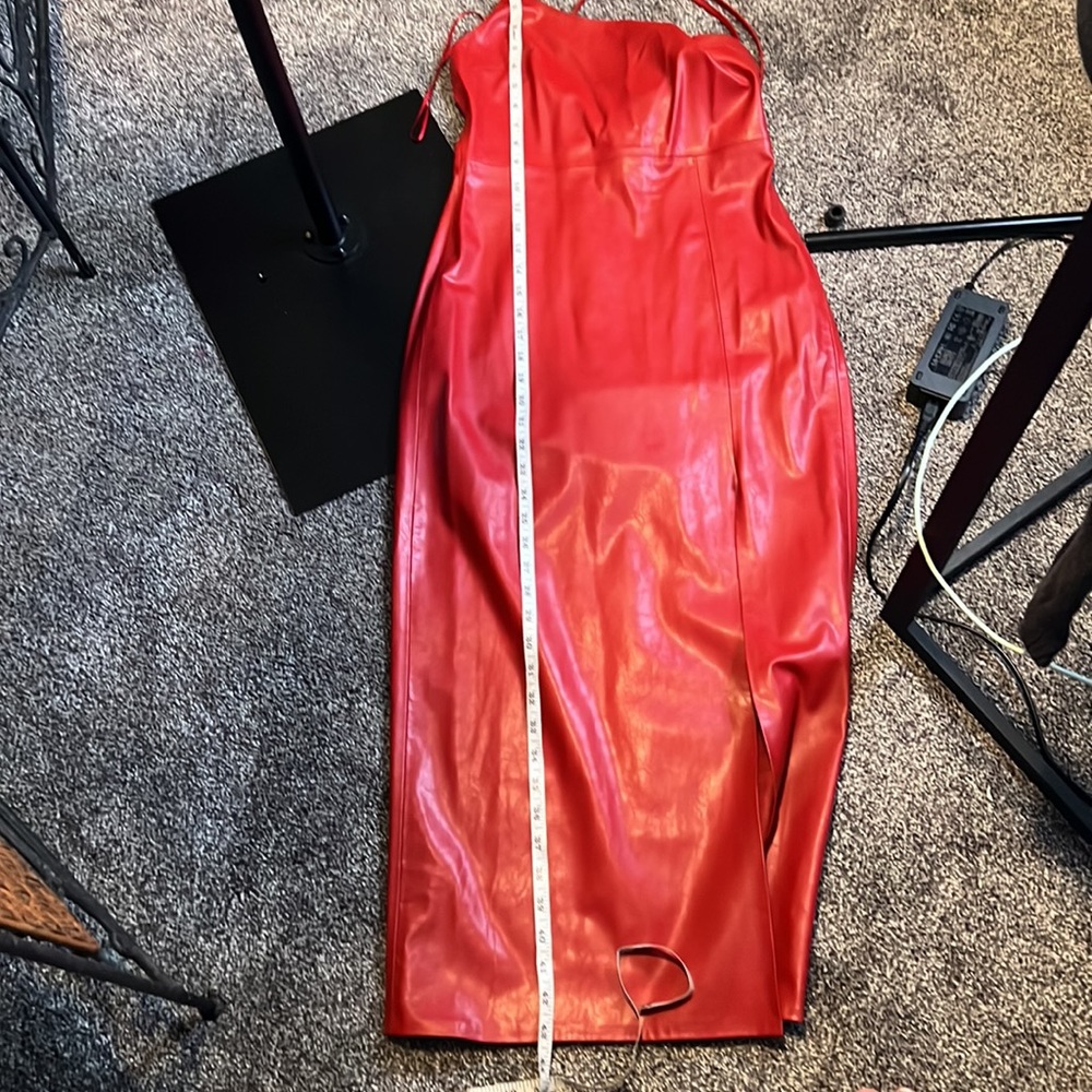 Zara faux vegan red dress.NWOT. ❤️🔥 - Picture 17 of 17